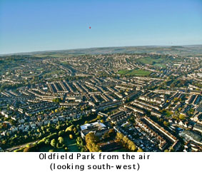Aerial view of Oldfield Park looking south-west