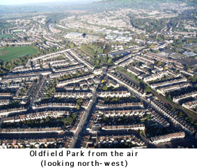 Aerial view of Oldfield Park looking north-west